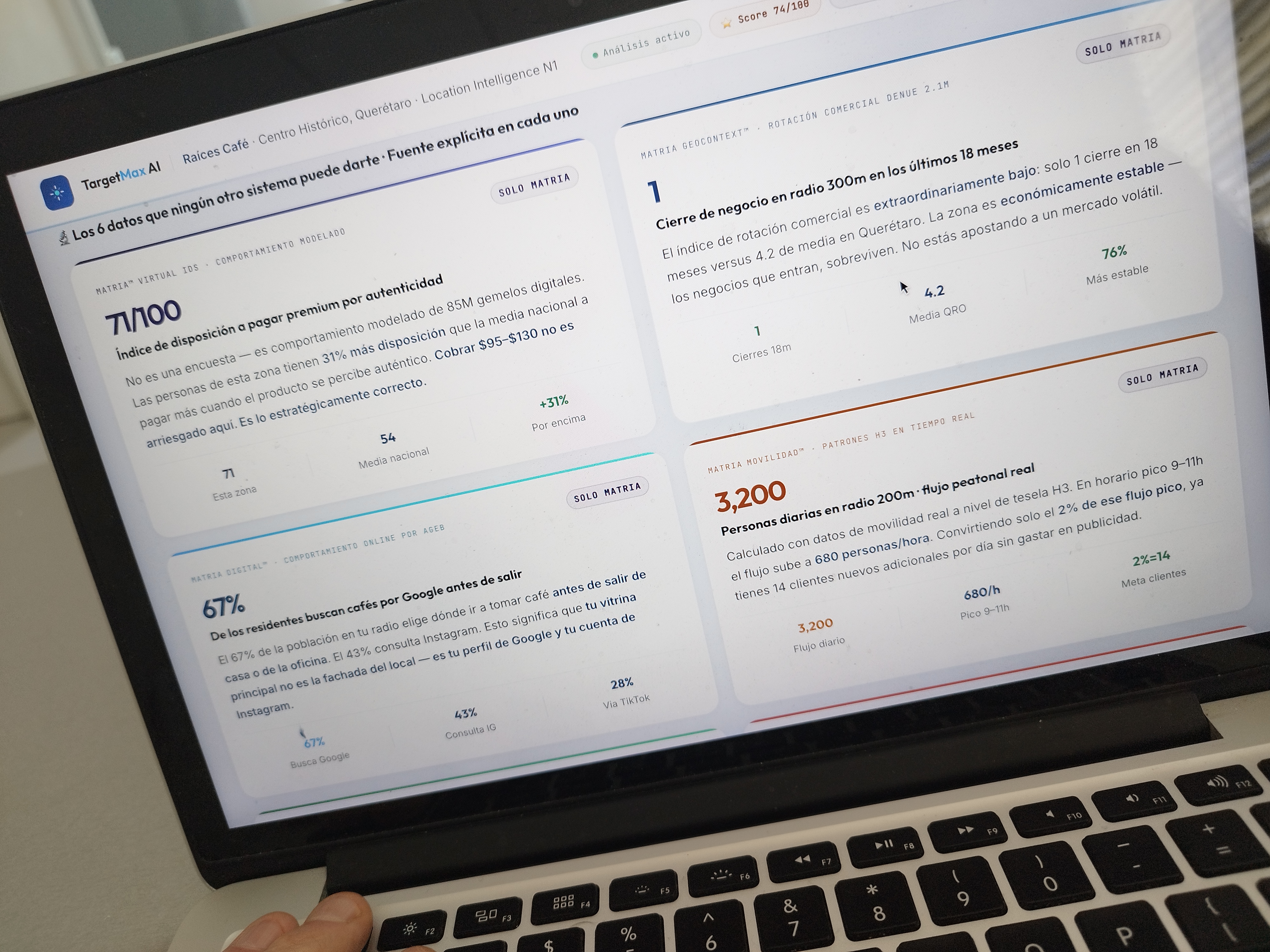 Dashboard de datos MATRIA AI